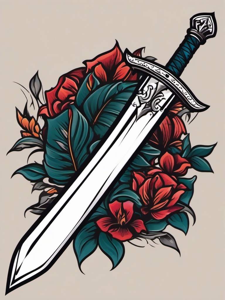 knight sword tattoo  simple vector color tattoo