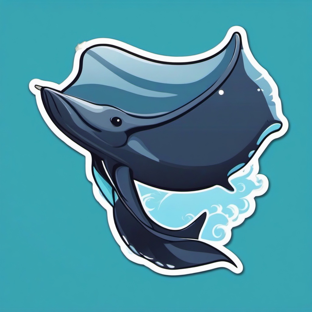 Manta Ray cartoon - graceful, winged swimmer  cartoon sticker style