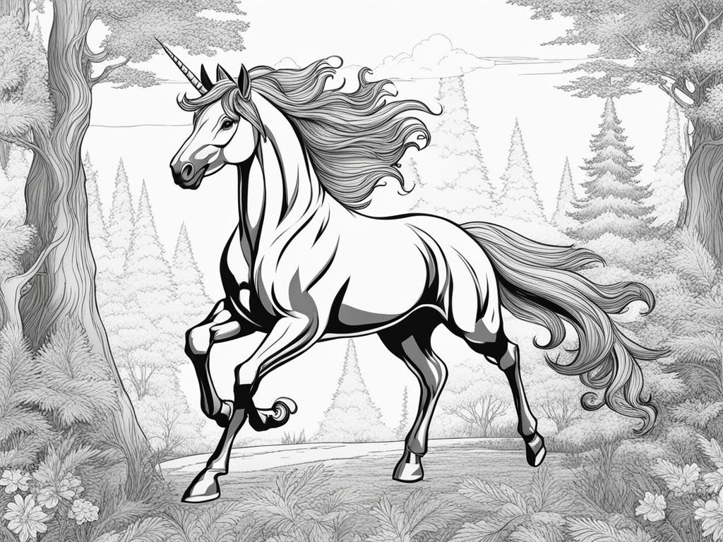 unicorn coloring pages - swift unicorn racing against time to save a mystical forest from encroaching darkness. 