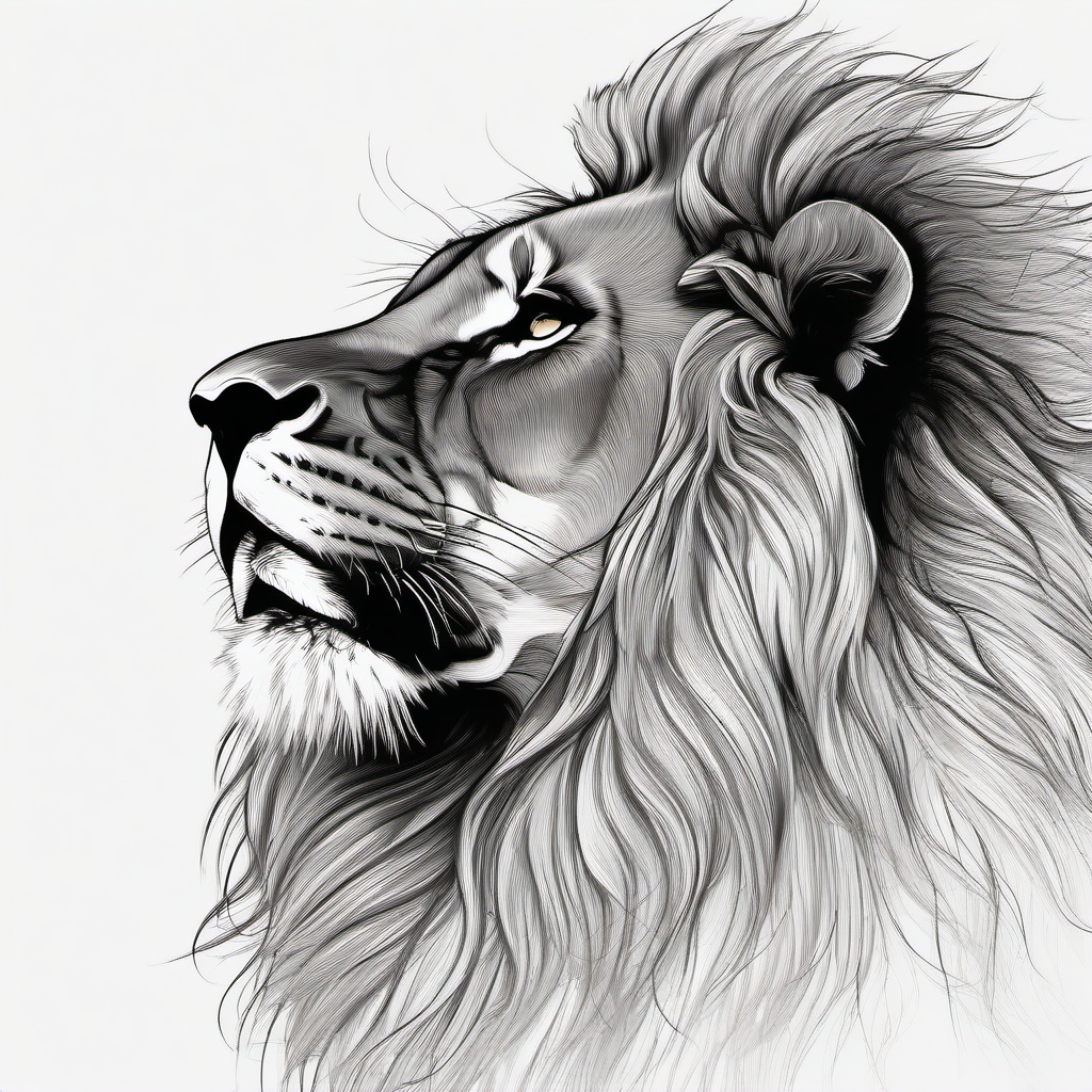 drawing of a lion in night sky  minimal rough sketch scribbles,doodles,black and white