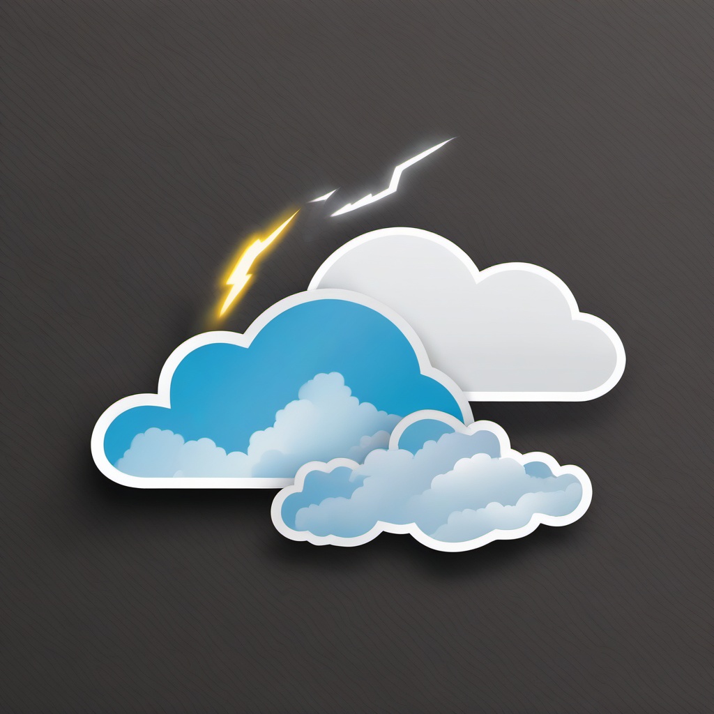 Cloud with lightning sticker- Stormy and dramatic, , sticker vector art, minimalist design