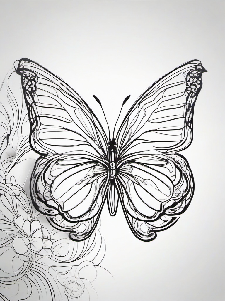 continuous line butterfly tattoo  