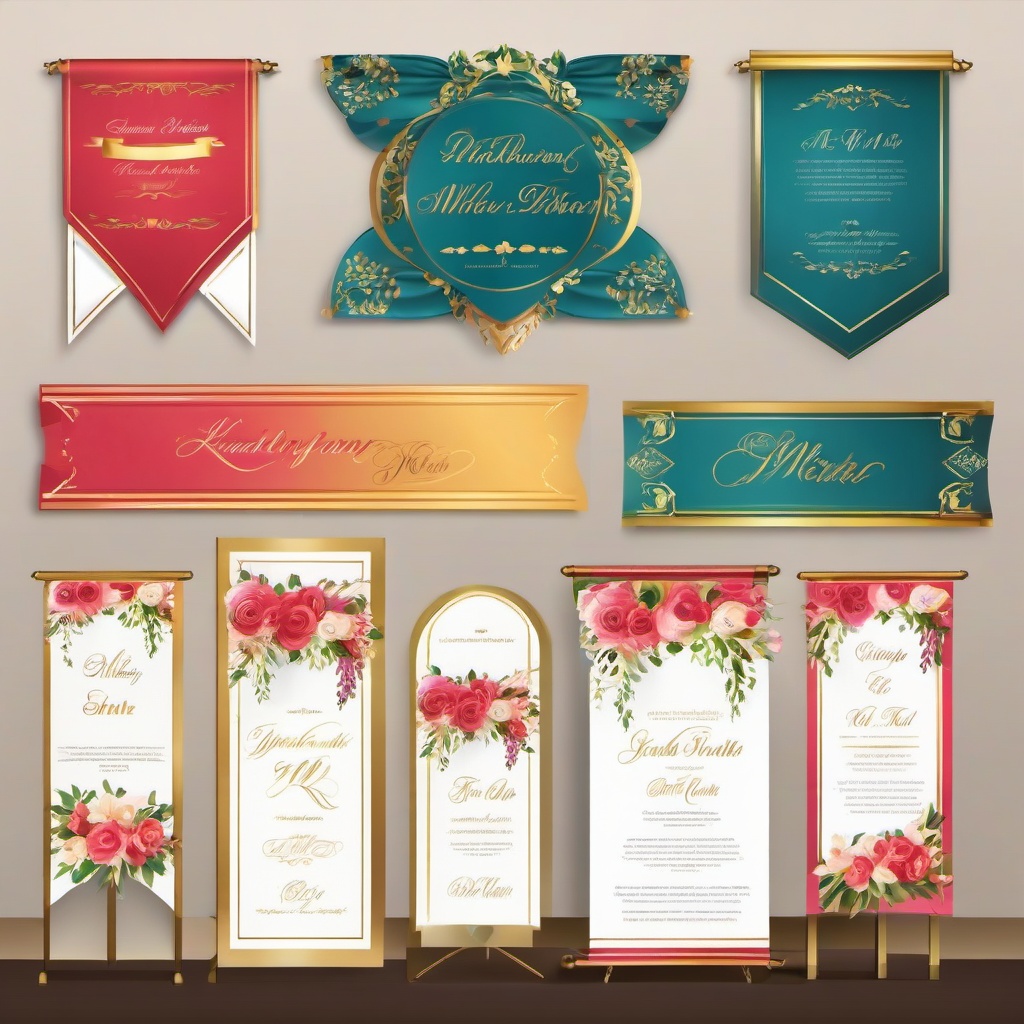 Banner clipart - banners displayed at a wedding venue  