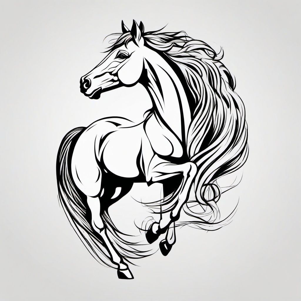 year of the horse tattoo  simple tattoo,minimalist,white background