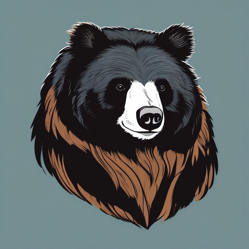 Spectacled Bear Clip Art - Spectacled bear in the Andes,  color vector clipart, minimal style