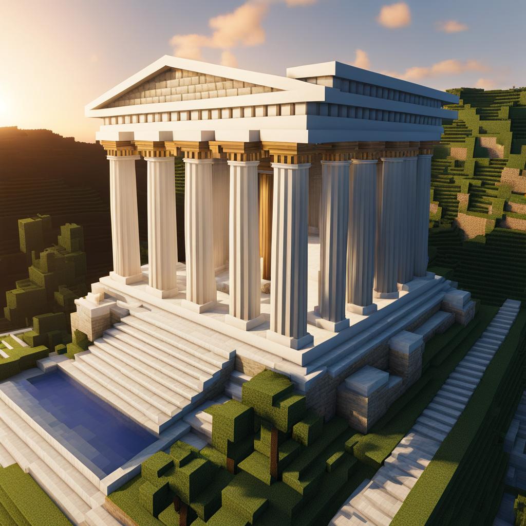 ancient greek temple atop a marble hill - minecraft house design ideas minecraft block style