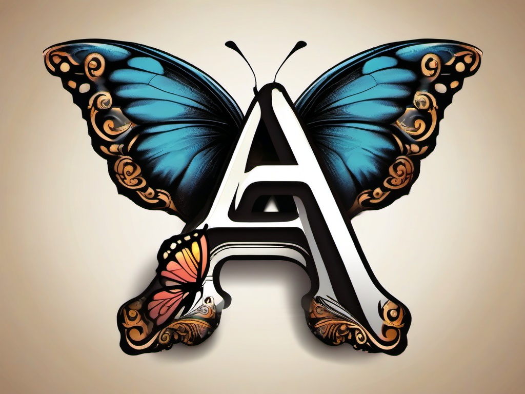 letter a with butterfly tattoo  