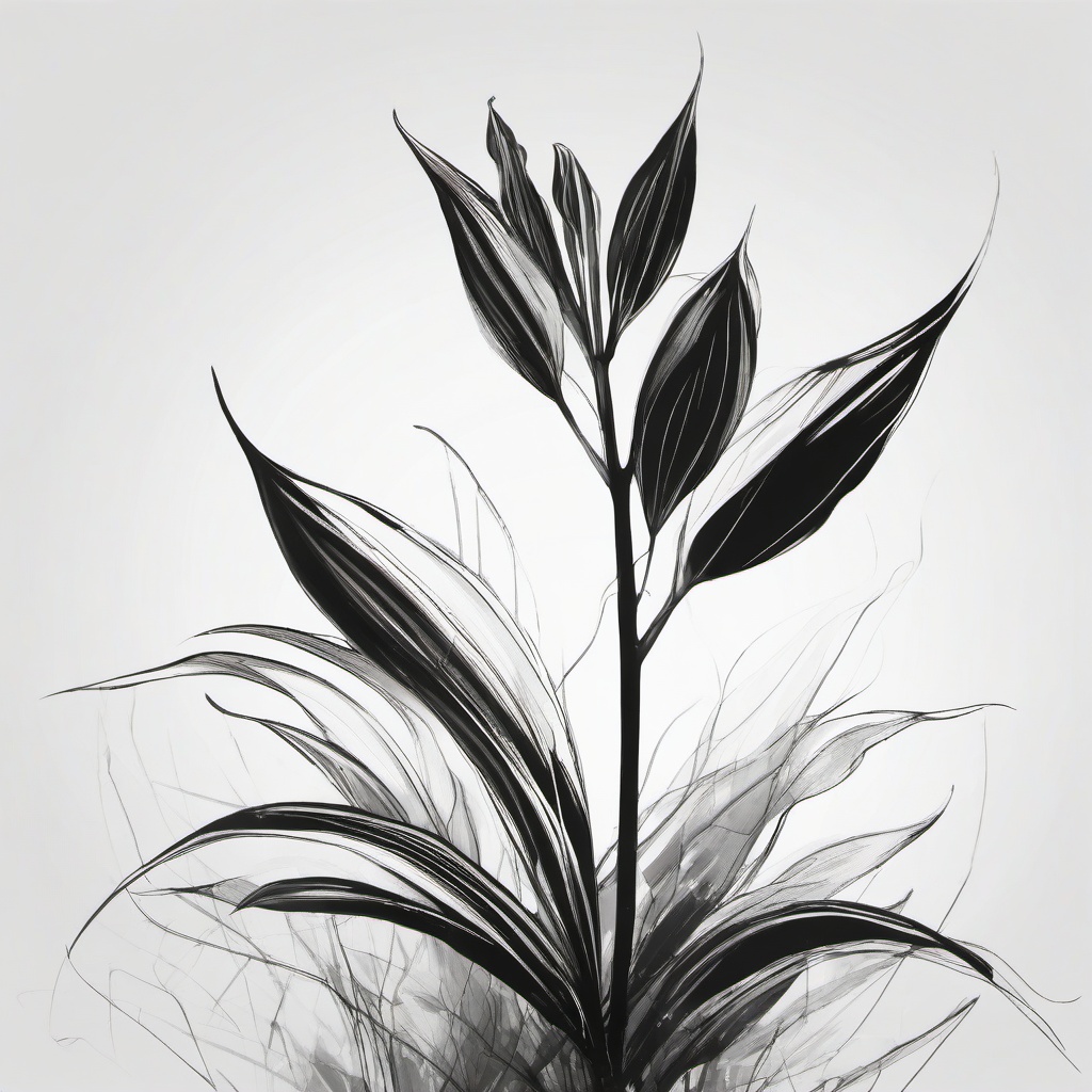 drawing of a plant with morning dew  minimal rough sketch scribbles,doodles,black and white