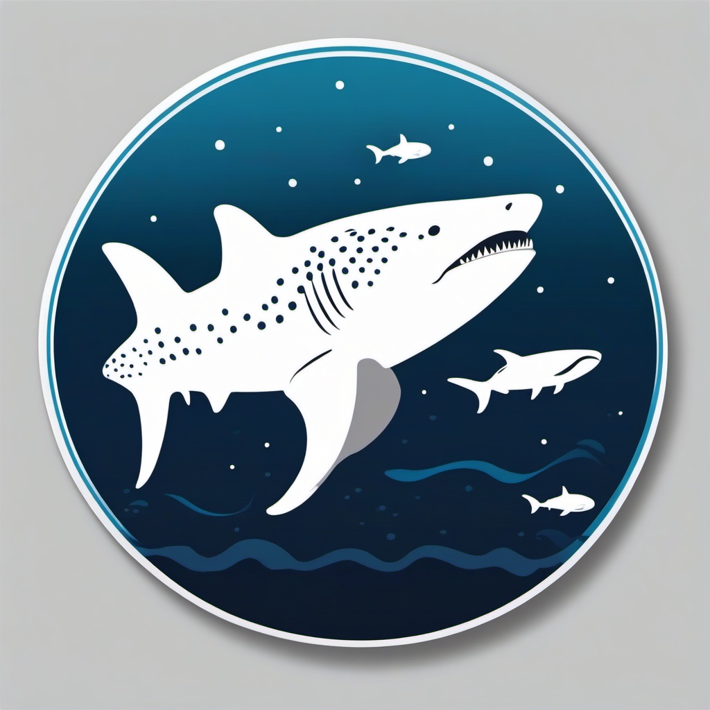 Whale Shark Sticker - A gentle giant, the whale shark, swimming peacefully in the vast ocean., ,vector color sticker art,minimal