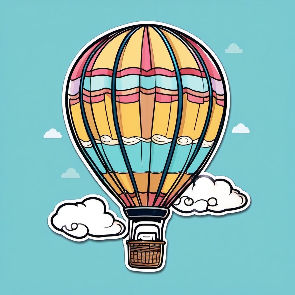 Kawaii Hot Air Balloon sticker- Up in the Sky Whimsy, , color sticker vector art