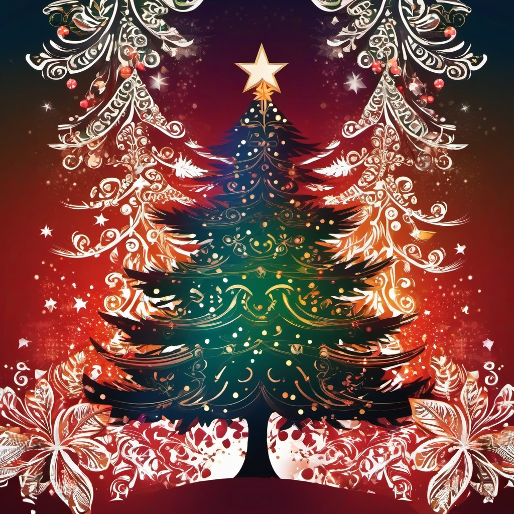 Christmas Tree Background - Decorated Christmas Tree Delight  intricate patterns, splash art, wallpaper art