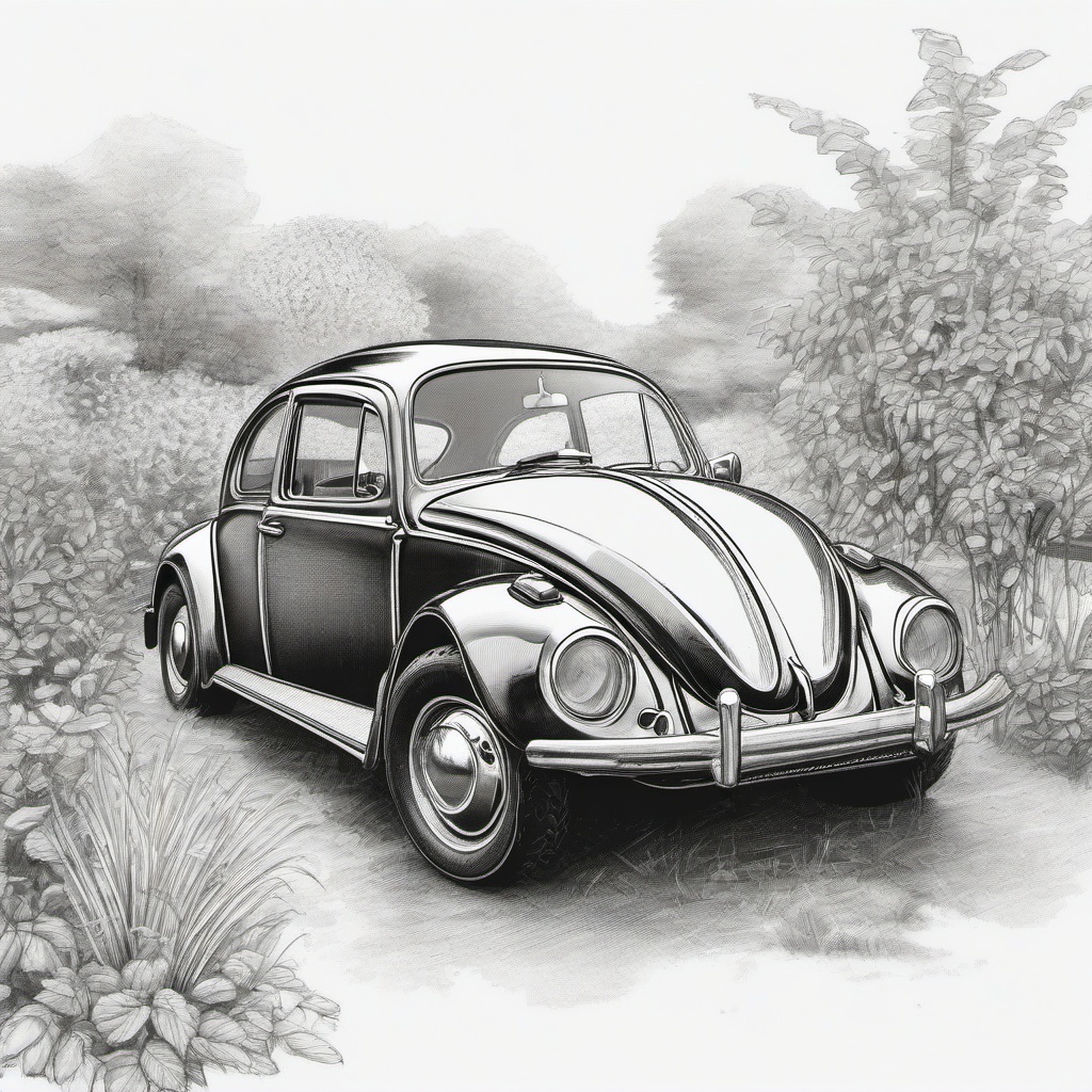 drawing of a beetle in a garden  minimal rough sketch scribbles,doodles,black and white