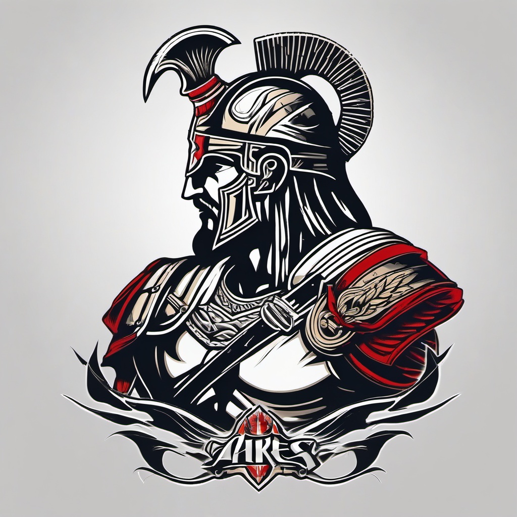 Ares Tattoo Simple - A simple and understated tattoo featuring Ares, the Greek god of war.  simple color tattoo design,white background