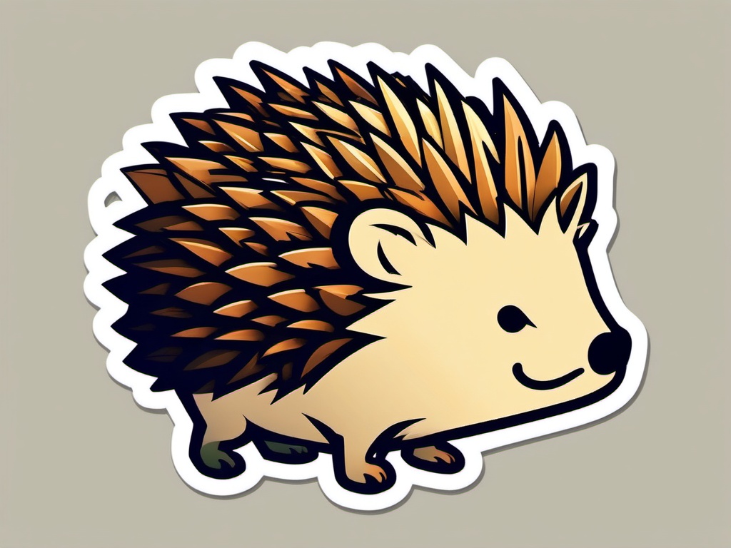 Hedgehog Sticker - A spiky hedgehog curled into a ball. ,vector color sticker art,minimal