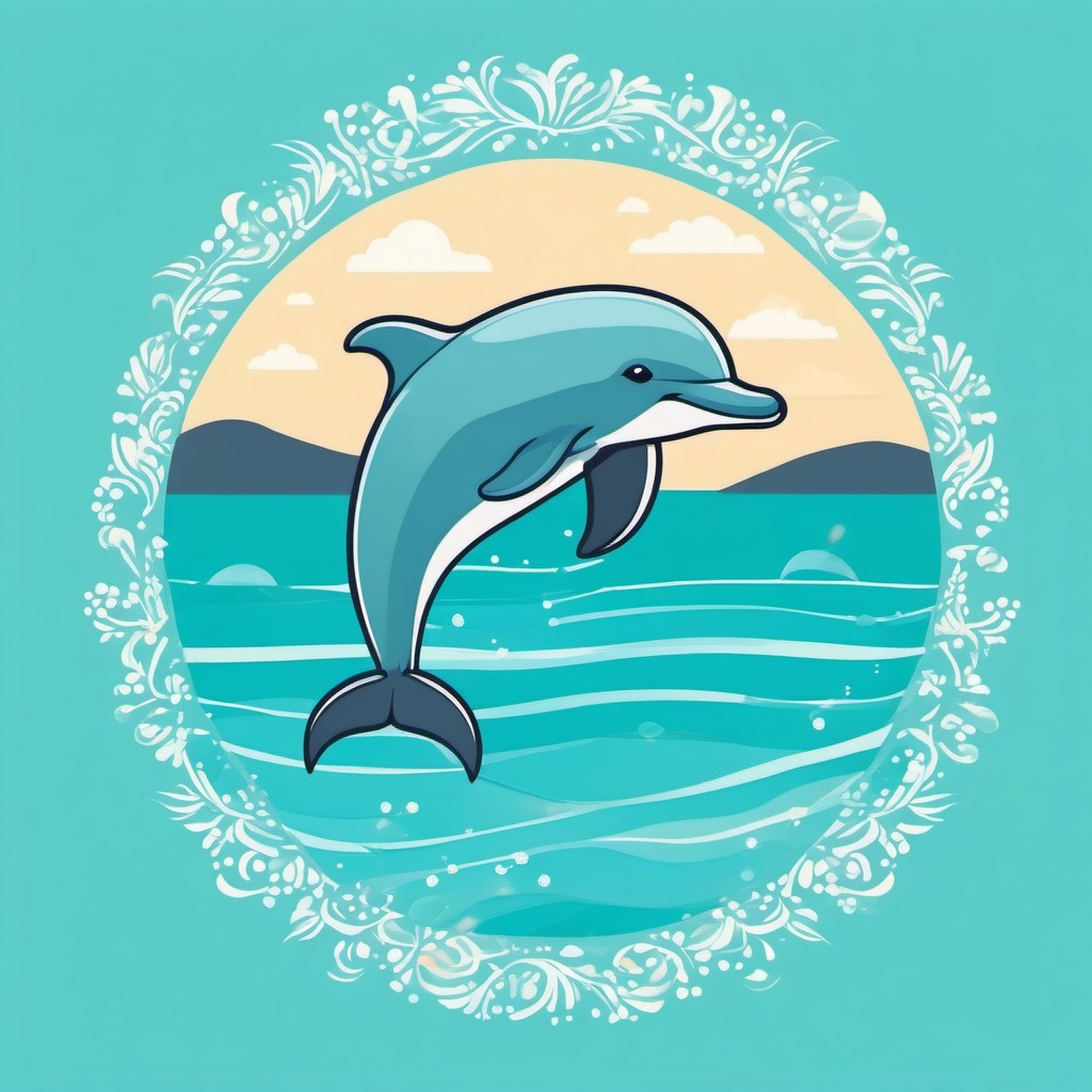 Cute Dolphin in a Turquoise Cove  clipart, simple