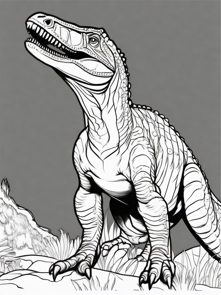 Rajasaurus Coloring Pages - Indian Carnivorous Dinosaur  black outline printable coloring page