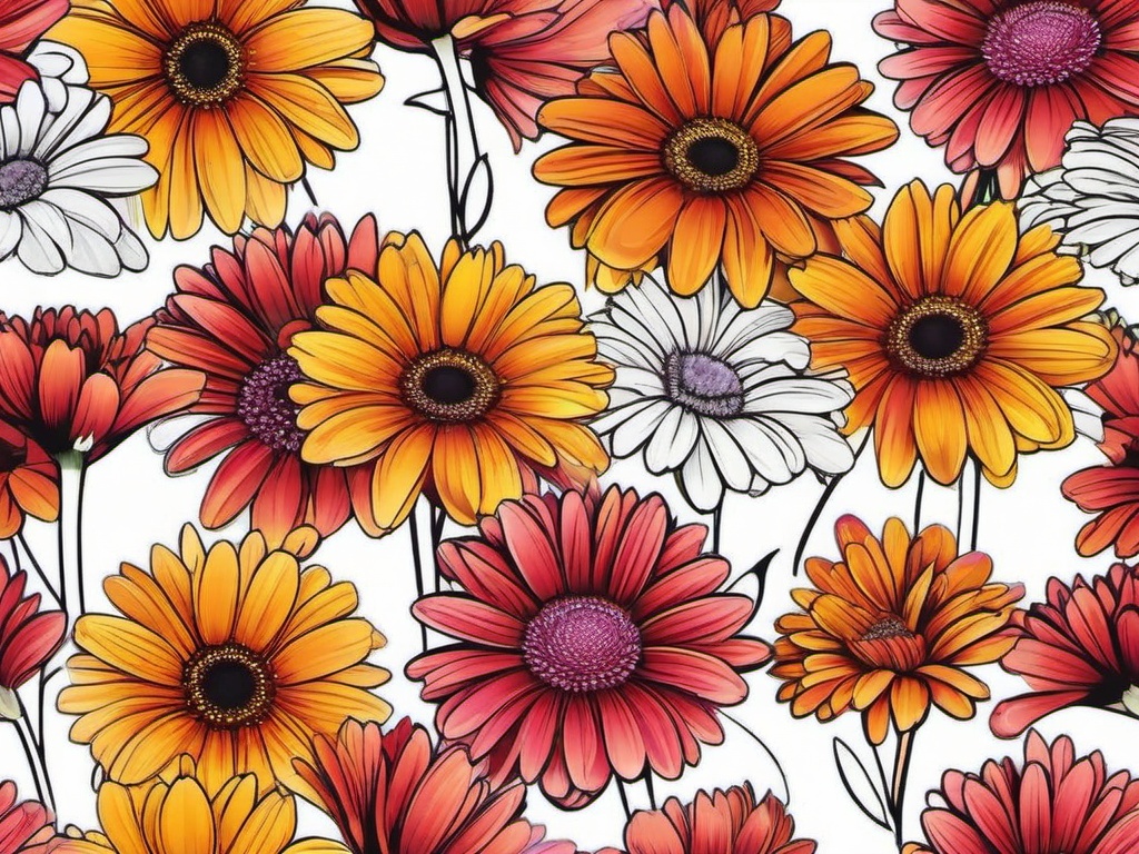 Gerber Daisy Tattoos-Exploration of the vibrant and lively world of gerber daisy tattoos, expressing energy and positivity.  simple vector color tattoo