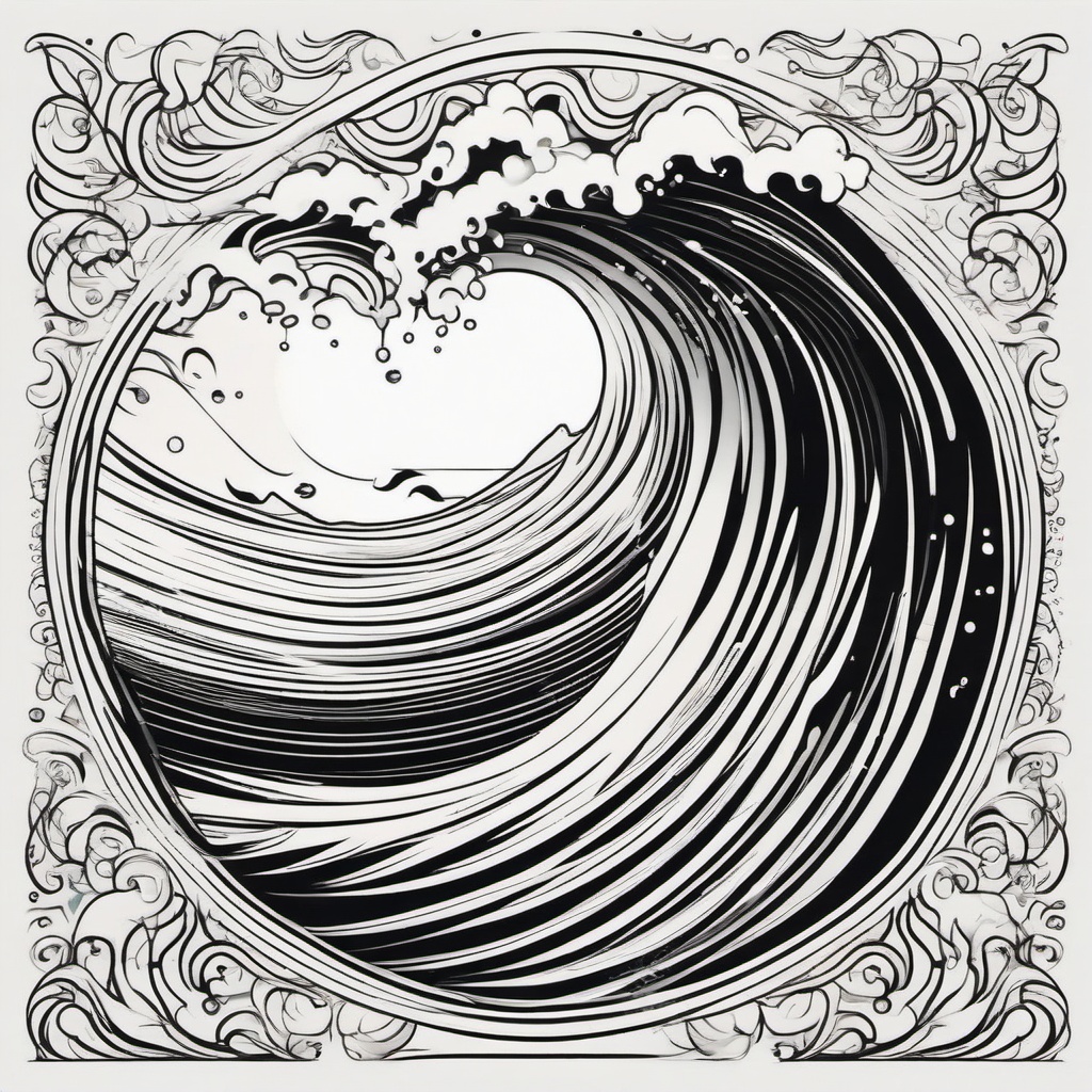 Best Wave Tattoo - Explore a collection of the best and most impressive wave-themed tattoos.  simple vector color tattoo,minimal,white background