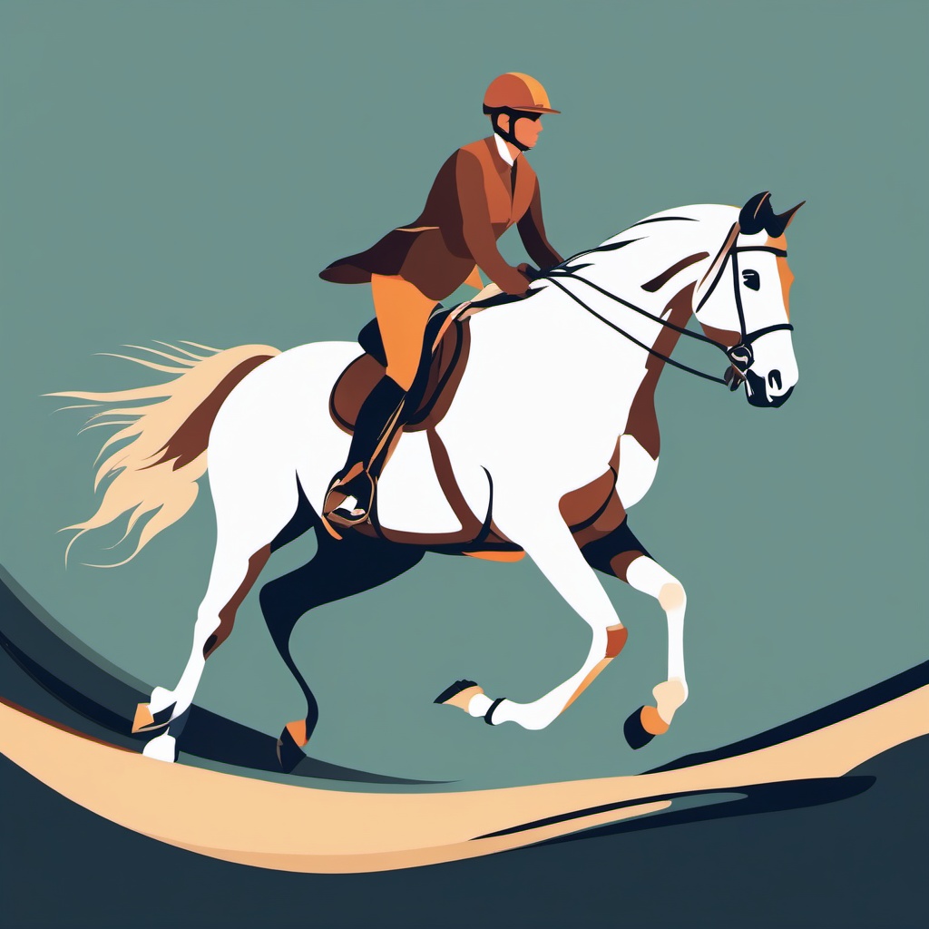 Horseback Riding Clipart - A rider on horseback trotting gracefully.  color vector clipart, minimal style