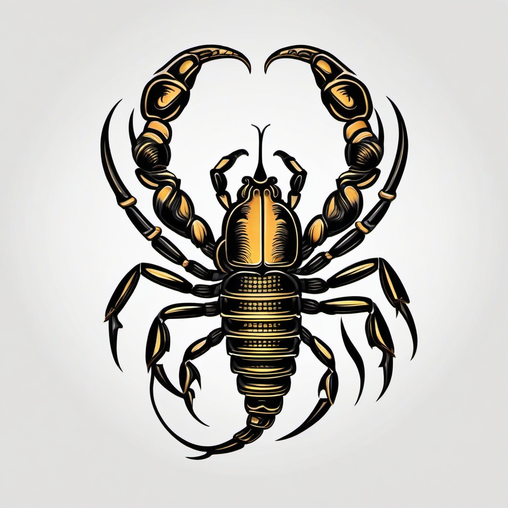 Traditional Tattoo Scorpion - Pay homage to classic tattoo styles with a traditional scorpion tattoo design for timeless appeal.  simple vector color tattoo,minimal,white background