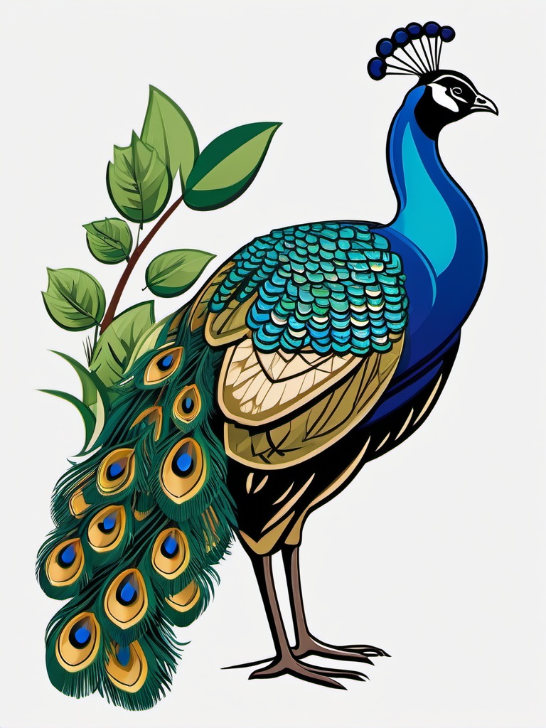 Cute Peacock in a Botanical Garden  clipart, simple