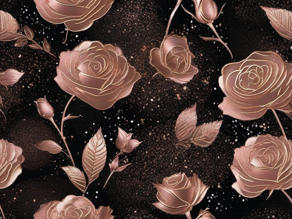 Rose Gold And Black Glitter Background  