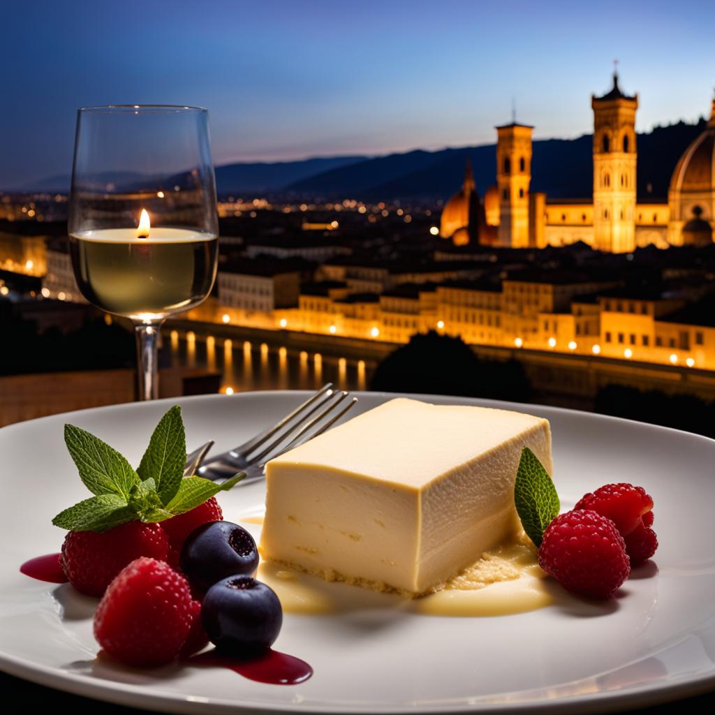 semifreddo, italian frozen dessert, savored at a romantic candlelit dinner in florence. 