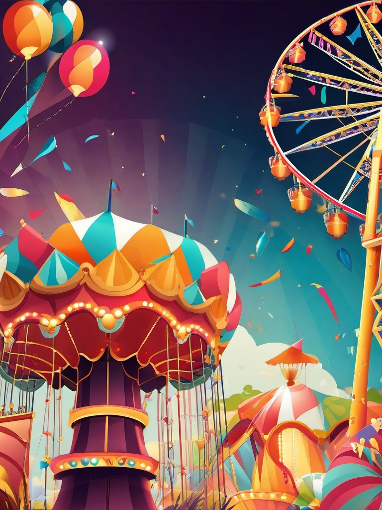 Fun Background - Carnival Fun at the Amusement Park  wallpaper style, intricate details, patterns, splash art, light colors