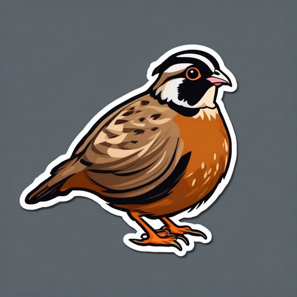 Coturnix Quail cartoon - small, fast-maturing quail breed  cartoon sticker style