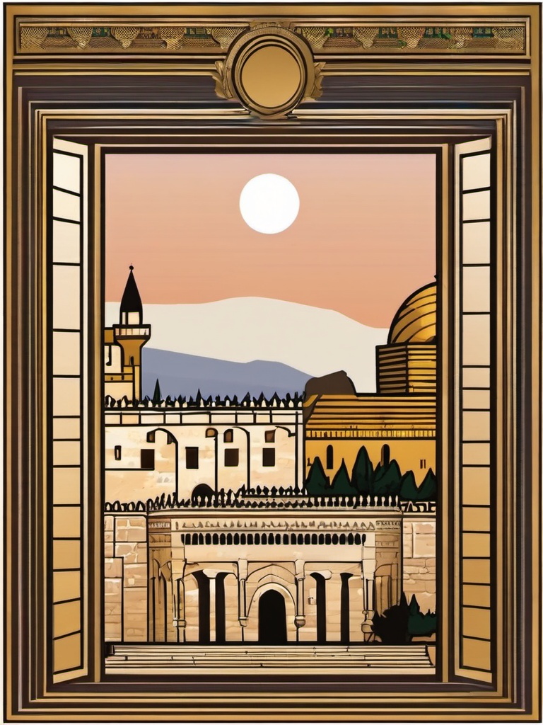 Jerusalem clipart - Western Wall and Dome of the Rock in Israel, ,color clipart vector style