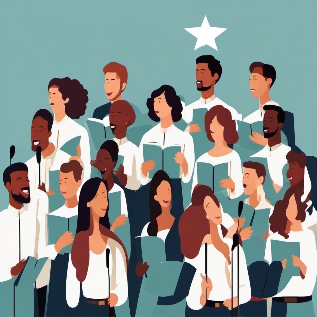 Church clipart - church choir singing during service  color,minimalist,vector clipart