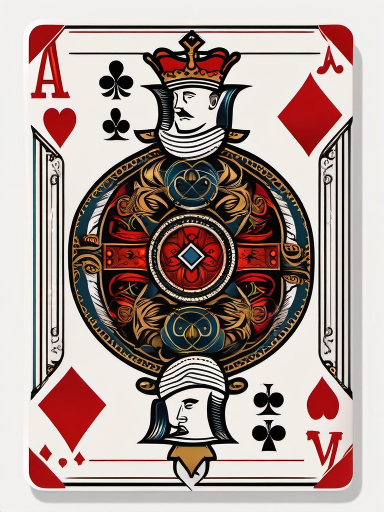 Ace King Queen Jack Tattoo - A card-inspired tattoo with a royal twist.  minimalist color tattoo, vector