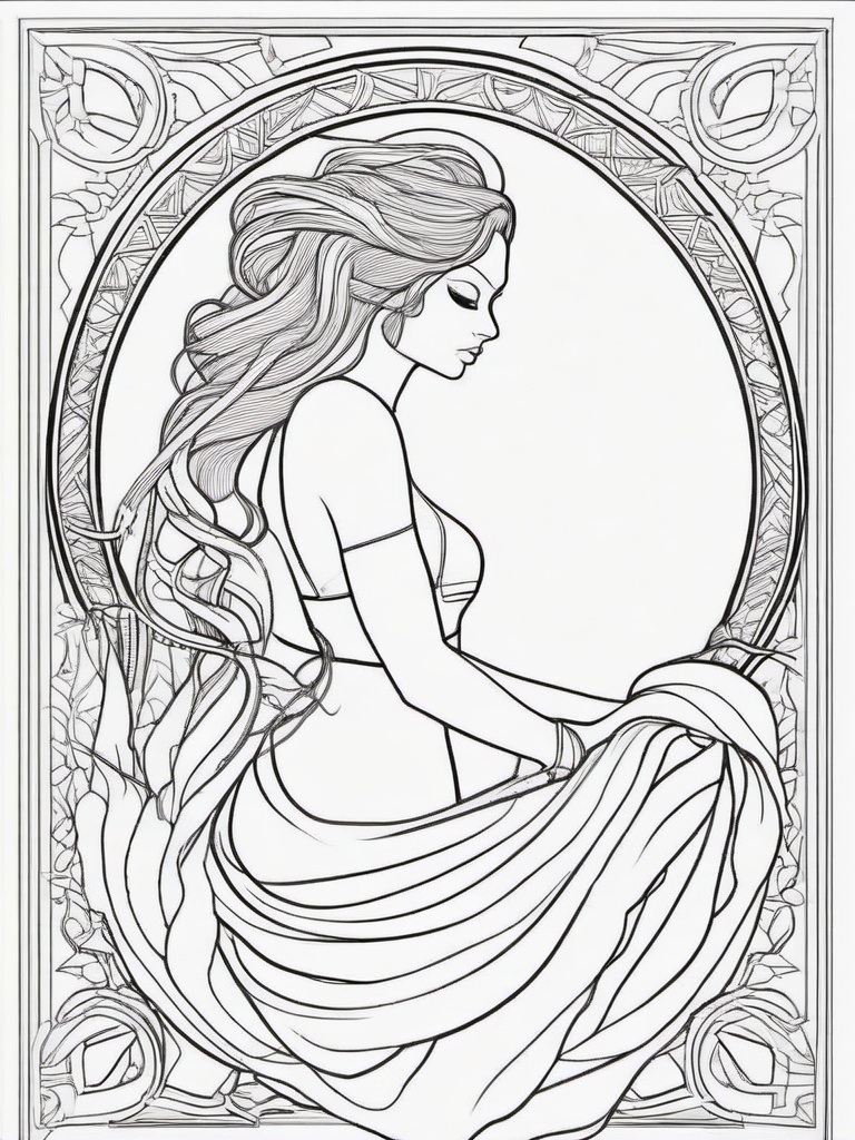 Lamia Coloring Pages - Half Woman, Half Serpent Creature  minimal black outline printable sheet, coloring page