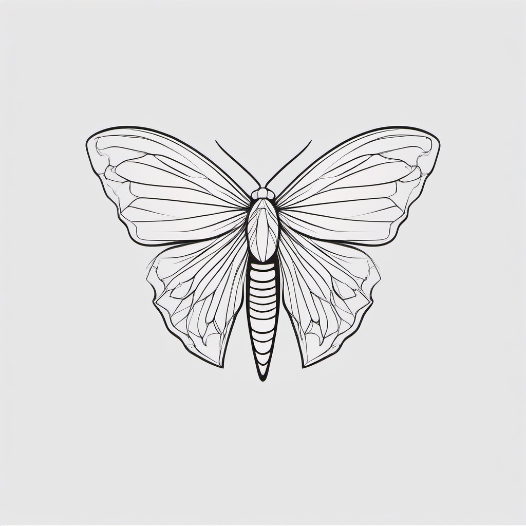 Minimalist Moth Tattoo - Embrace simplicity and elegance with a minimalist moth tattoo design for a subtle and refined look.  simple vector color tattoo, minimal, white background