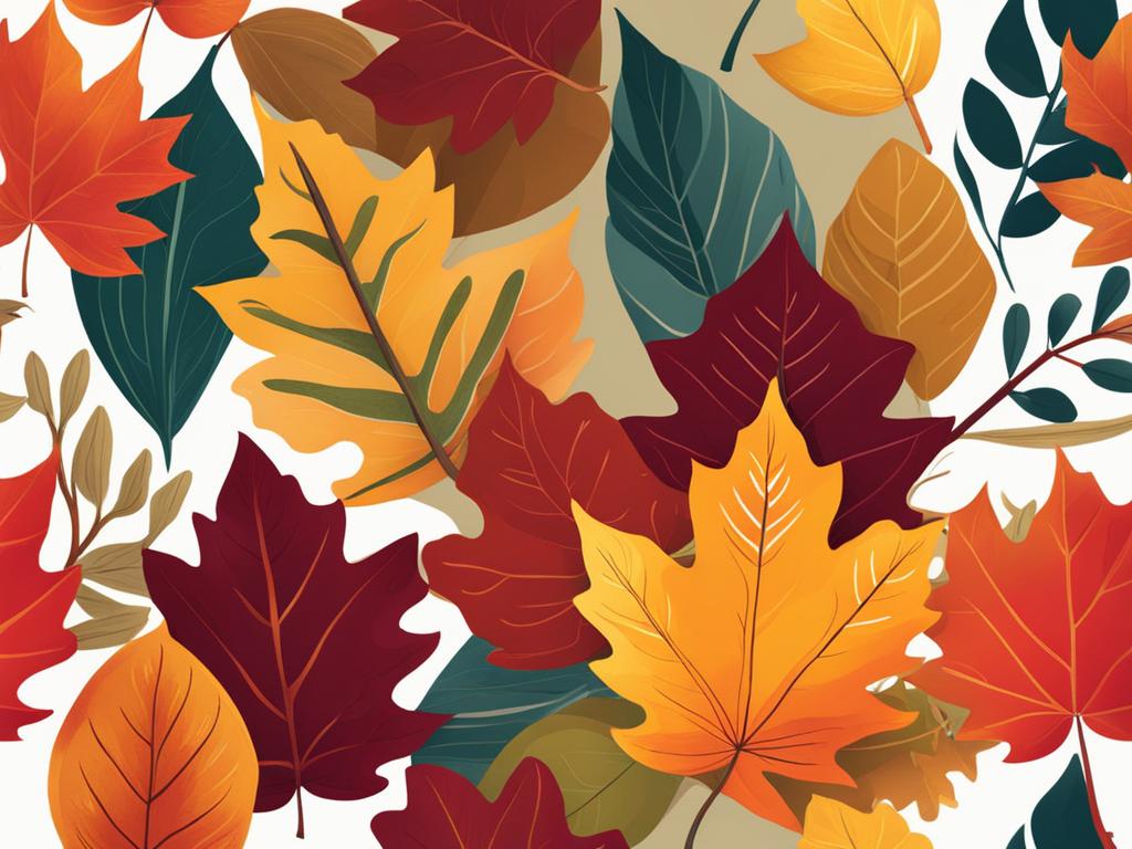 fall clipart,painting leaves in vibrant autumn hues 