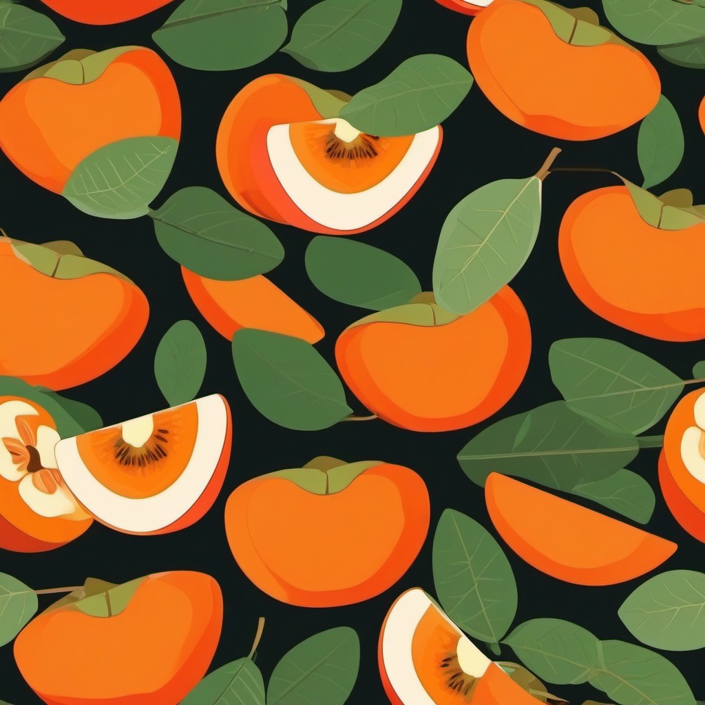 Persimmon Slices Clipart - Slices of ripe persimmon fruit.  color vector clipart, minimal style