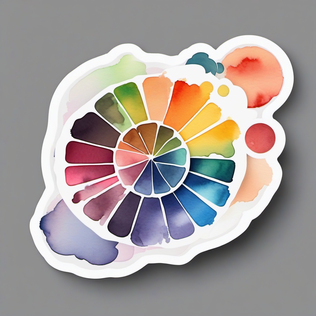 Palette with Watercolor Splashes Sticker - Palette surrounded by watercolor splashes, ,vector color sticker art,minimal