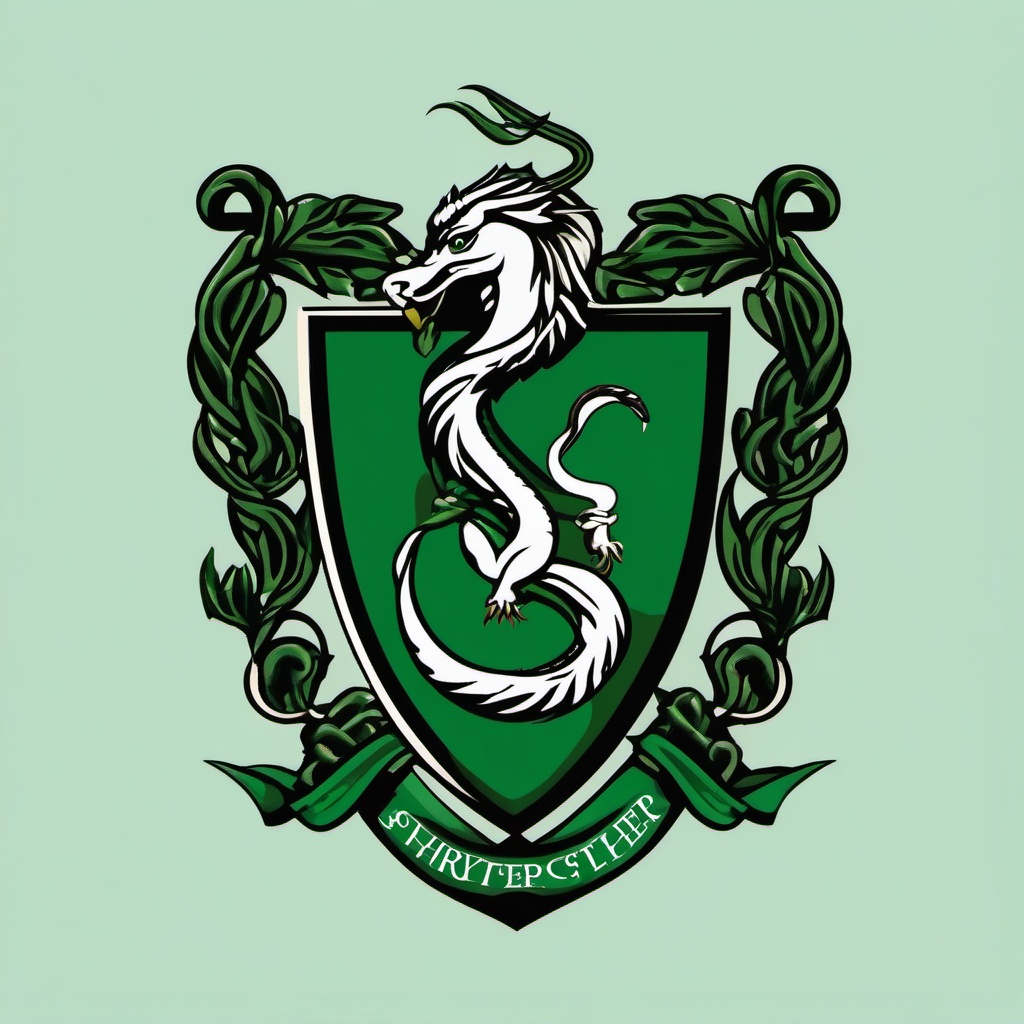 Harry Potter clipart - Slytherin crest with a serpent  color,minimalist,vector clipart