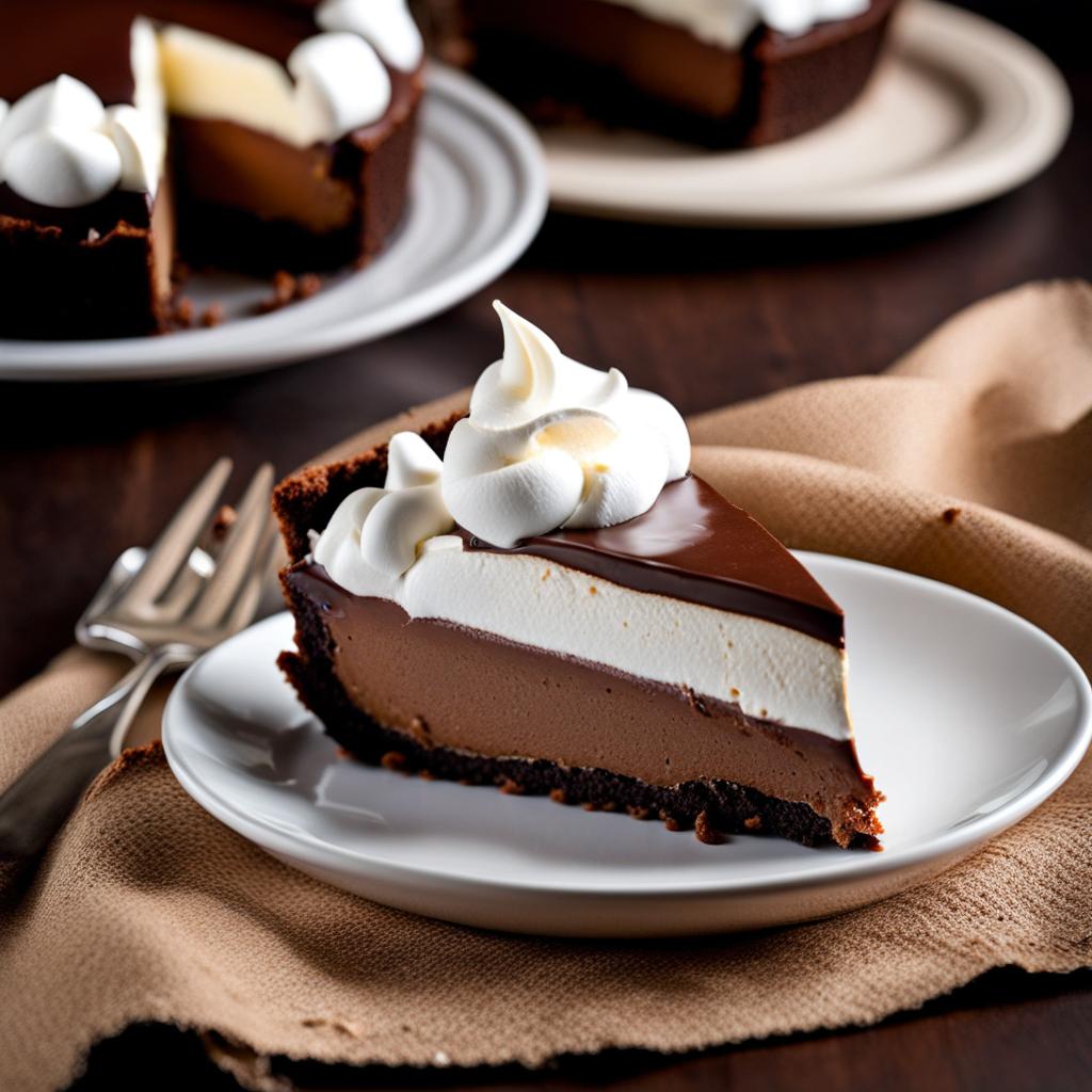 mississippi mud pie, a decadent dessert with layers of chocolate and marshmallow. 