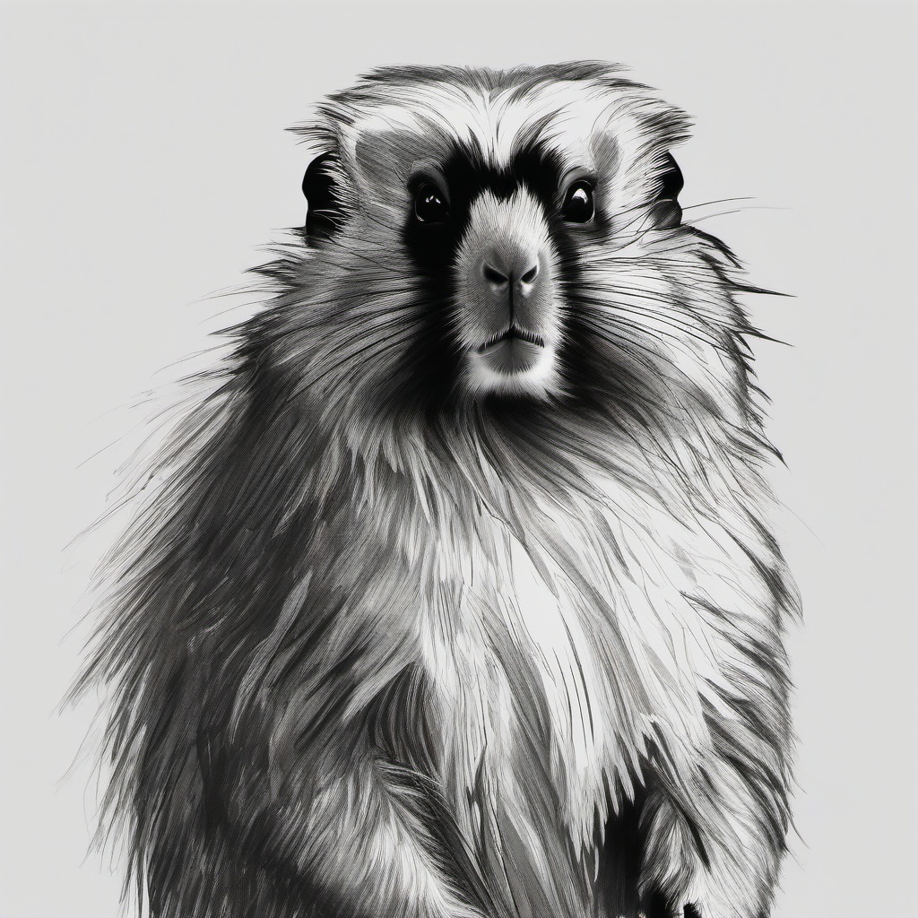 drawing of a marmoset  minimal rough sketch scribbles,doodles,black and white