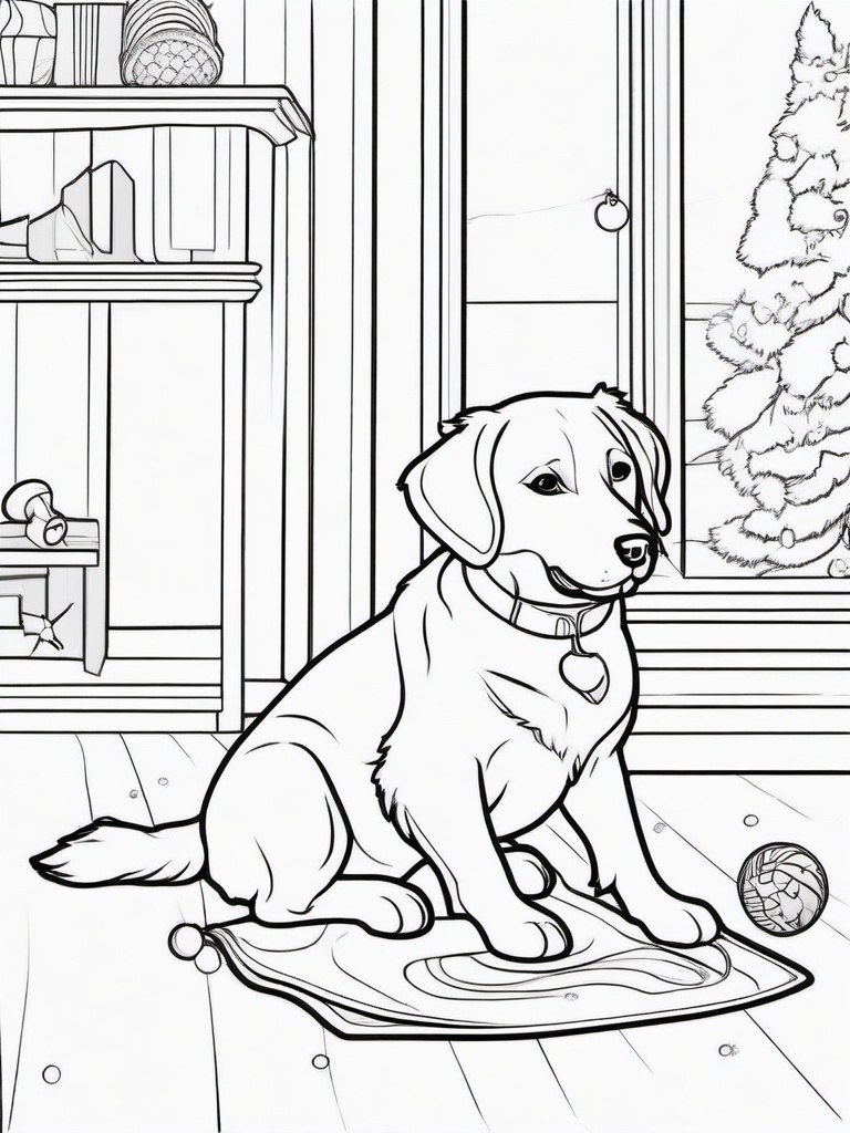 Dog with a Squeaky Toy Coloring Pages - Playful Scene with a Favorite Toy  minimal black outline printable sheet, coloring page