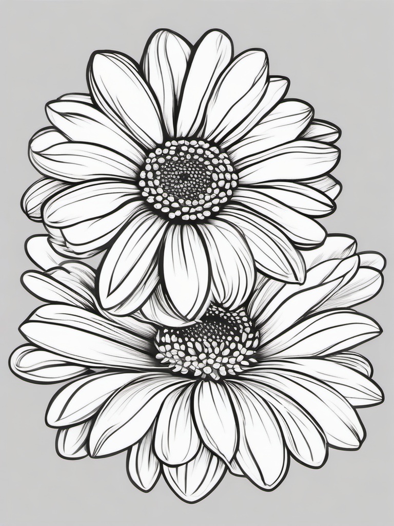 Floral Daisies - Simple white petals with cheerful centers.  outling,coloring pages,black and white