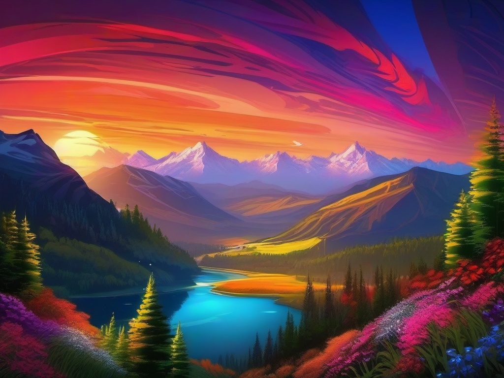 Cool Scenic Backgrounds Breathtaking Views and Stunning Scenery wallpaper splash art, vibrant colors, intricate patterns