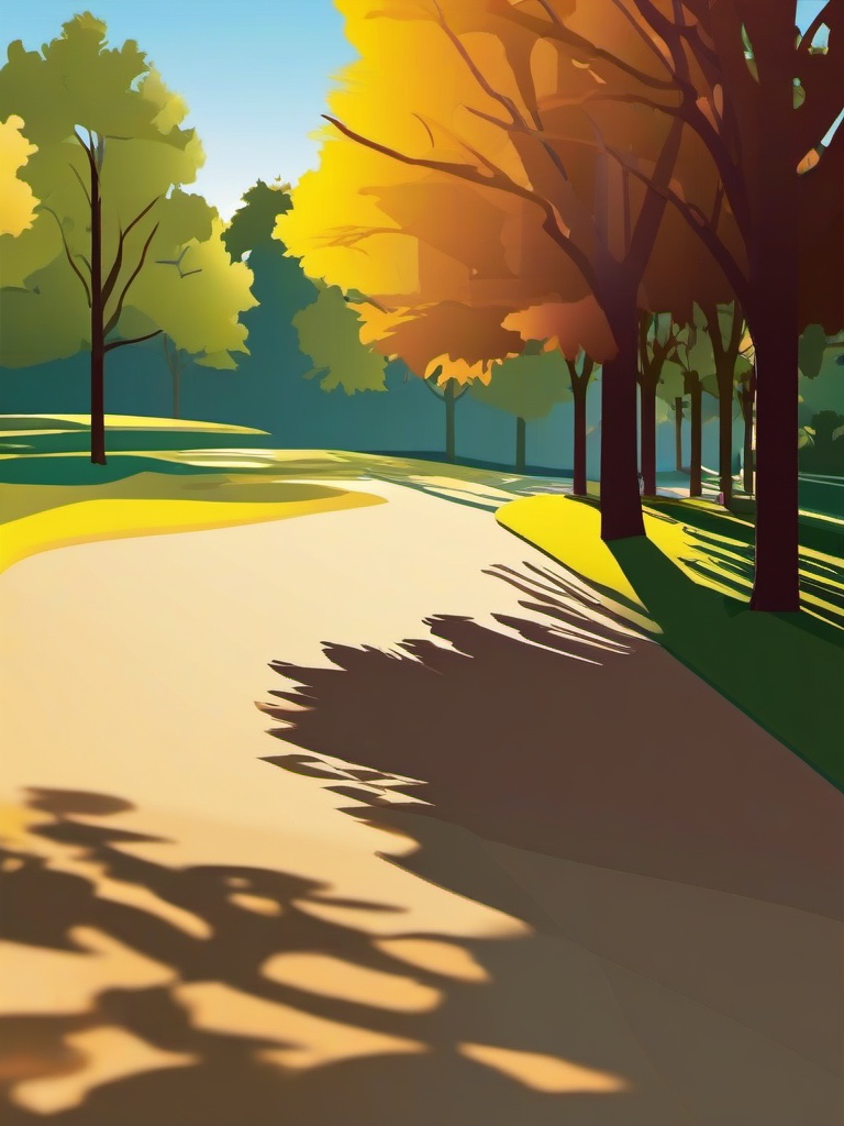 Sunlight clipart - sunlight casting long shadows in the park  