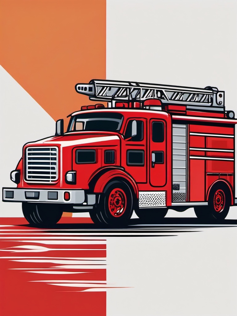 Fire Truck clipart - fire truck with a rescue boat  color,minimalist,vector clipart