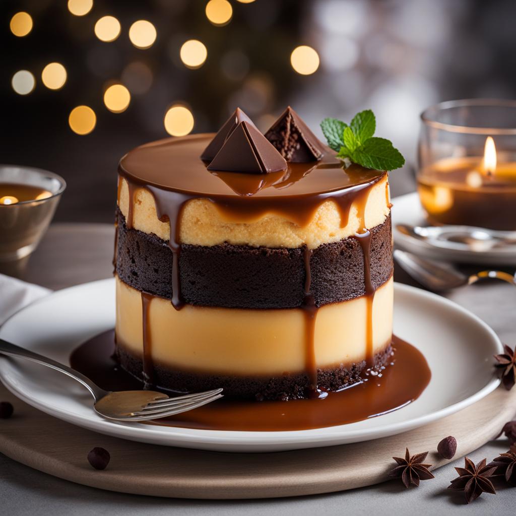 chocoflan at a festive celebration - tasting decadent chocoflan, a combination of chocolate cake and flan, at a joyful celebration. 