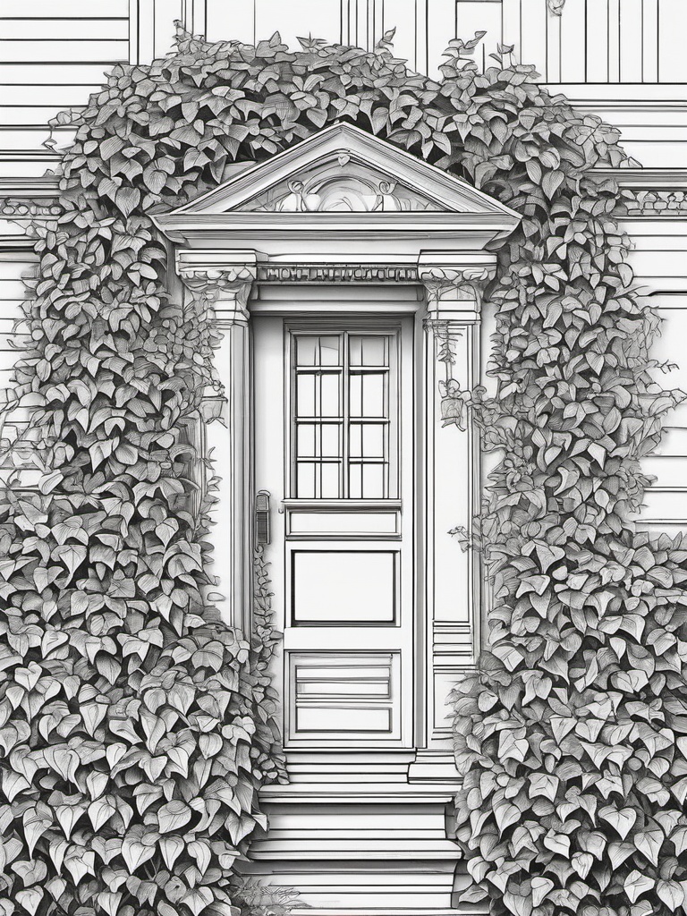 Plant Coloring Pages - Ivy-covered wall with intricate detail  simple coloring pages