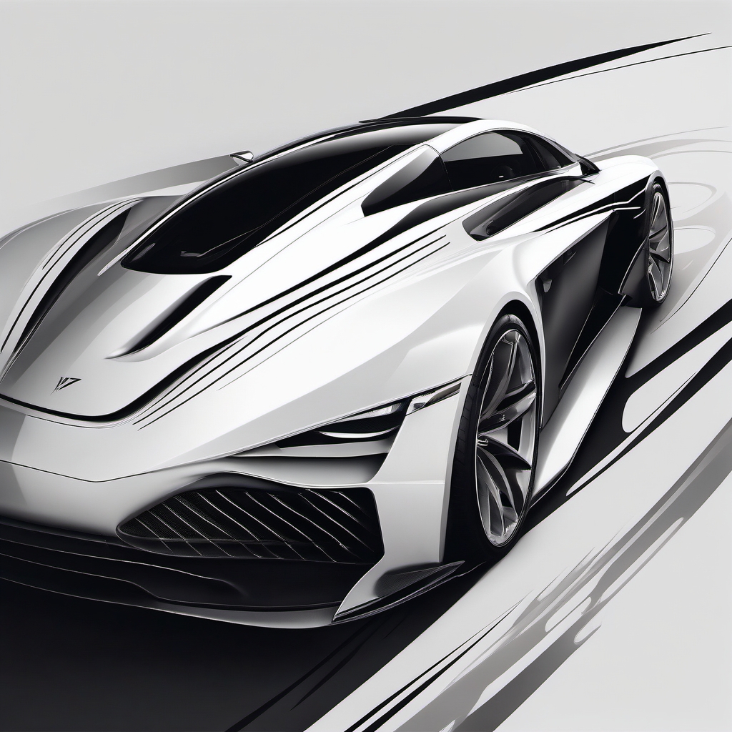 Luxury sports car ink. Sleek lines and modern elegance.  minimalist black white tattoo style