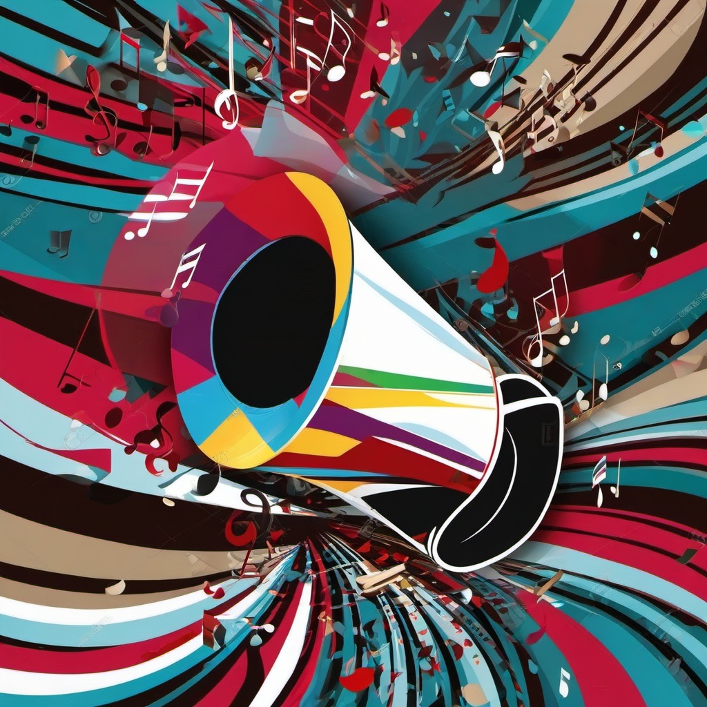 Megaphone clipart - megaphone with musical notes  vector clipart