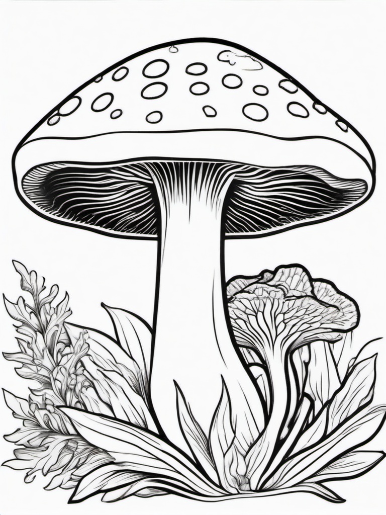 Vegetable Coloring Pages - Mushroom with gills underneath  simple coloring pages